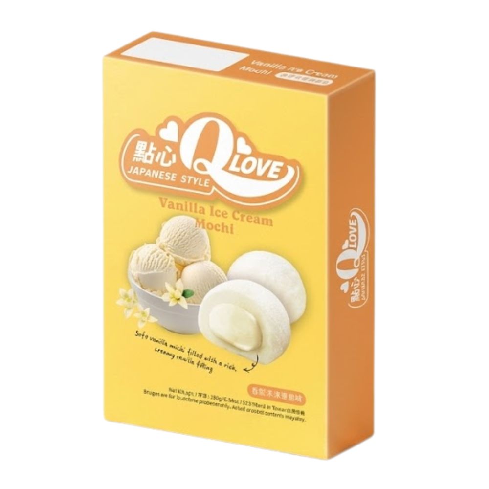 QLove Vanilla Ice Cream Mochi, mochi saveur vanille de 180g 