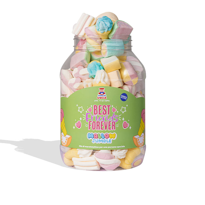 Mallow Jumble “Meilleurs amis pour toujours”, pot de marshmallow à composer avec vos goûts préférés 