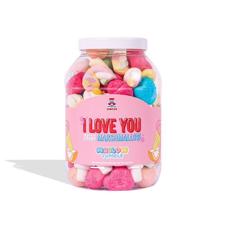 Mallow Jumble “Je t'aime plus que marshmallow”, pot de marshmallow à composer avec tes goûts préférés 