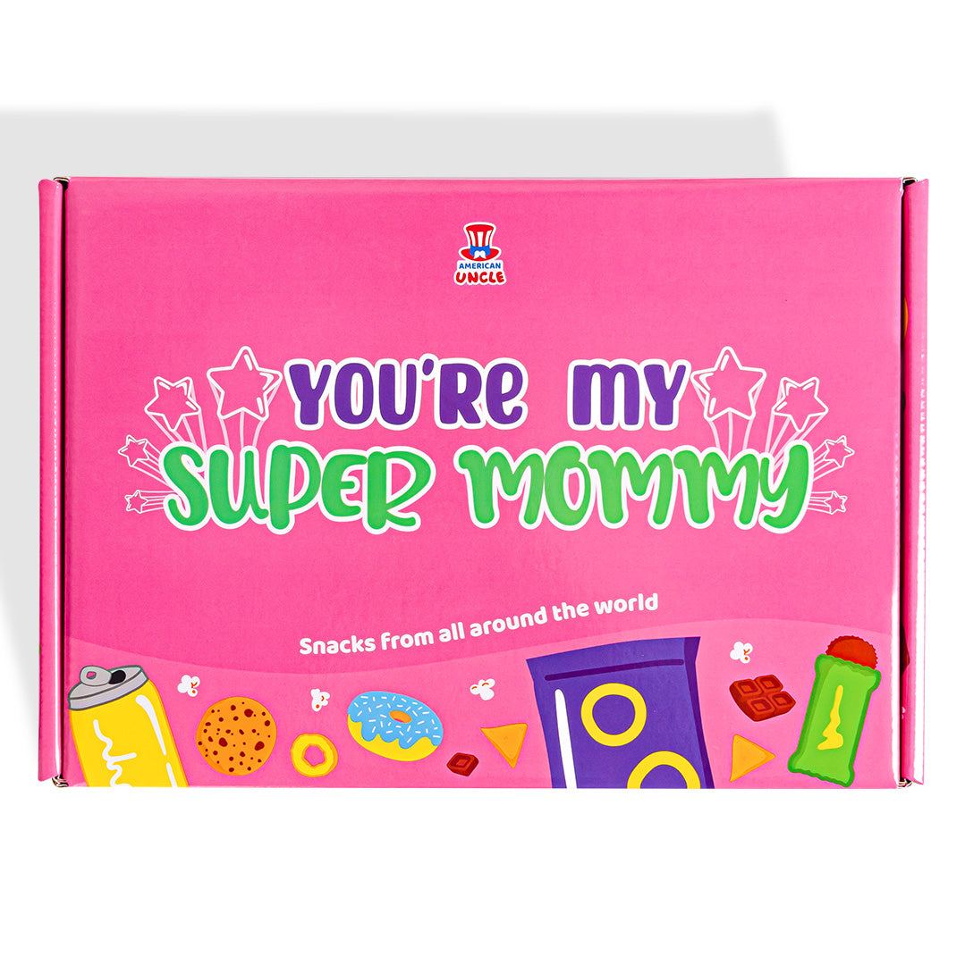 Snack box «Super Mommy», boîte surprise de 20 snack douceurs, salées et boissons pour maman 