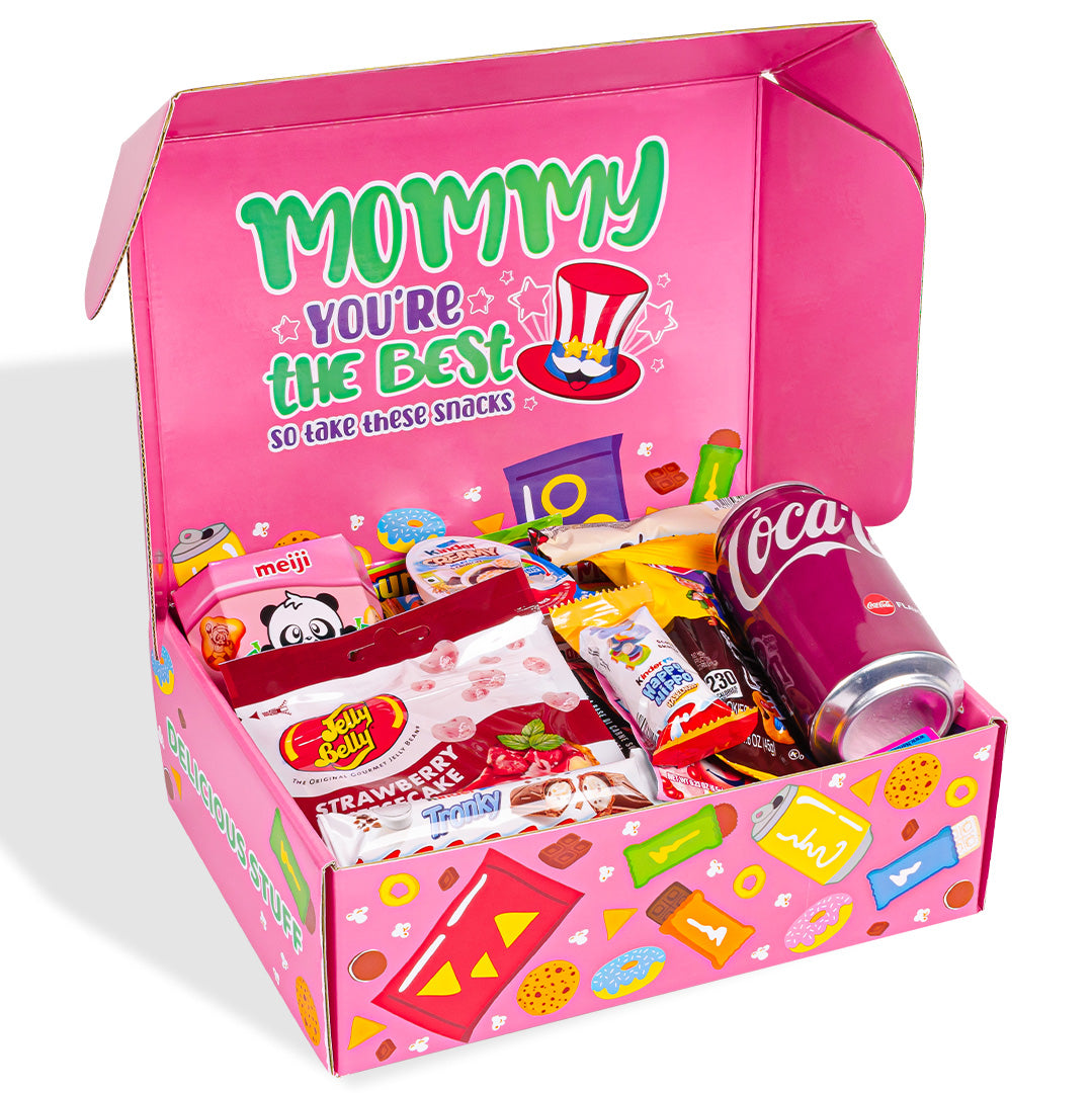 Snack box «Super Mommy», boîte surprise de 20 snack douceurs, salées et boissons pour maman 