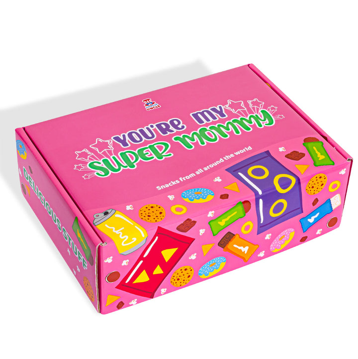 Snack box «Super Mommy», boîte surprise de 20 snack douceurs, salées et boissons pour maman 