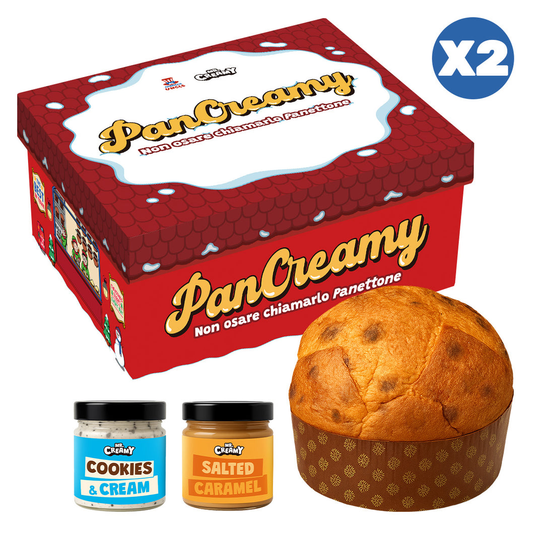 2x PanCreamy Caramel Chunky, Panettone artisanal de 900g + Mr.Creamy Cookies & Cream et Salted Caramel de 200 g 