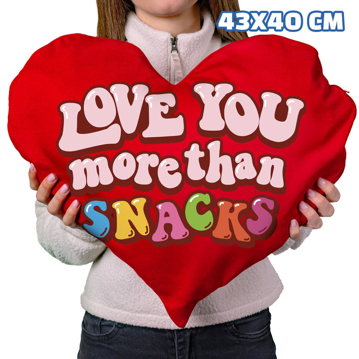 Valentine’s Heart L, coussin en forme de cœur avec 40 snack douceurs et salées surprises 
