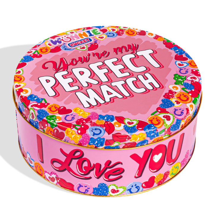 Boîte de 3kg de bonbons en métal fermée you're my perfect match