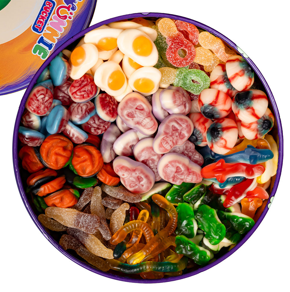 Wunnie Bucket "Joyeux Halloween", boîte de bonbons gélifiés à composer avec tes goûts préférés 