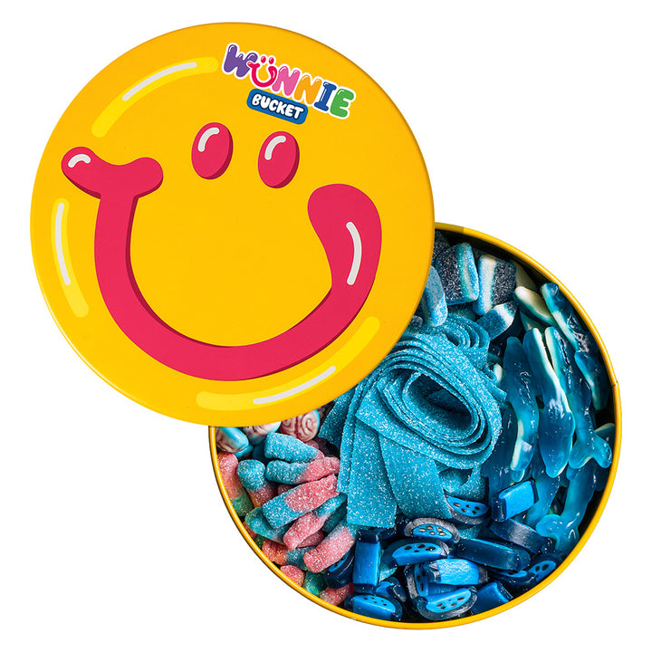 Wunnie bucket mélange bleu avec focus sur les bonbons