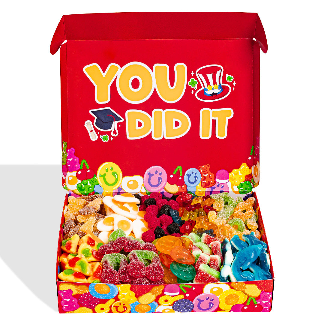 Wunnie box "Félicitations", boîte de bonbons gélifiés à composer avec les préférés du diplômé - 1 kg 
