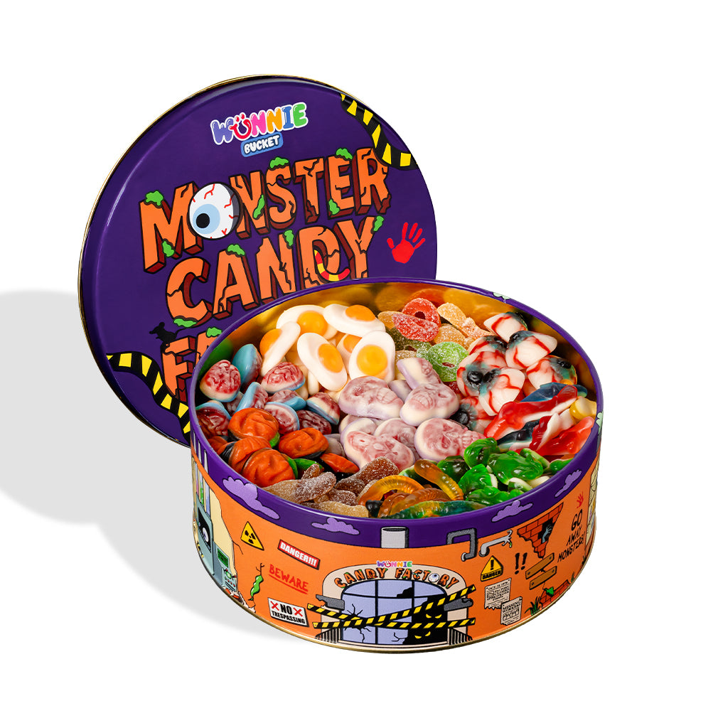Wunnie Bucket "Joyeux Halloween", boîte de bonbons gélifiés à composer avec tes goûts préférés 