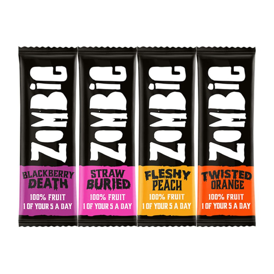 Zombie Variety Pack Fruit Bars, barrette di frutta gusti assortiti da 25g.