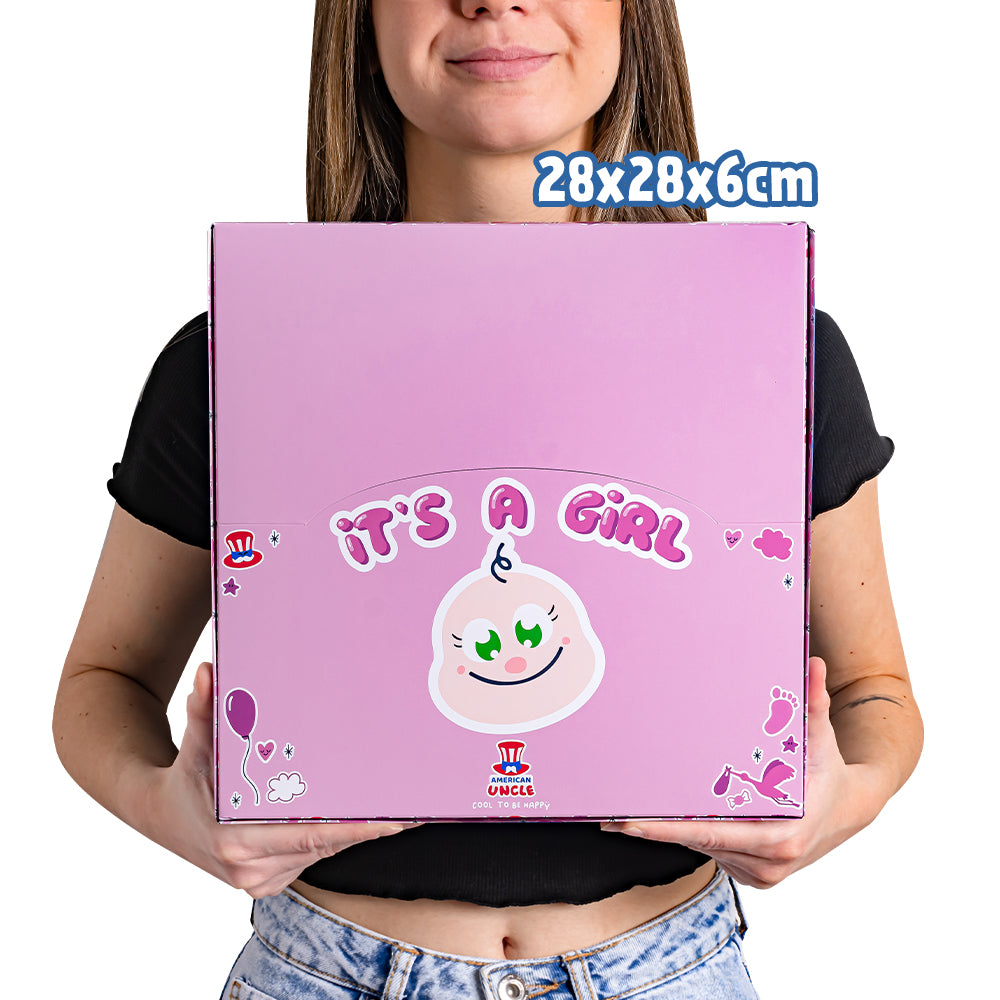 Candy Cube Kit “C'est une fille”, boîtes de bonbons gélifiés de 50g idéales pour la baby shower ou la naissance (25, 50 ou 75 pièces) 