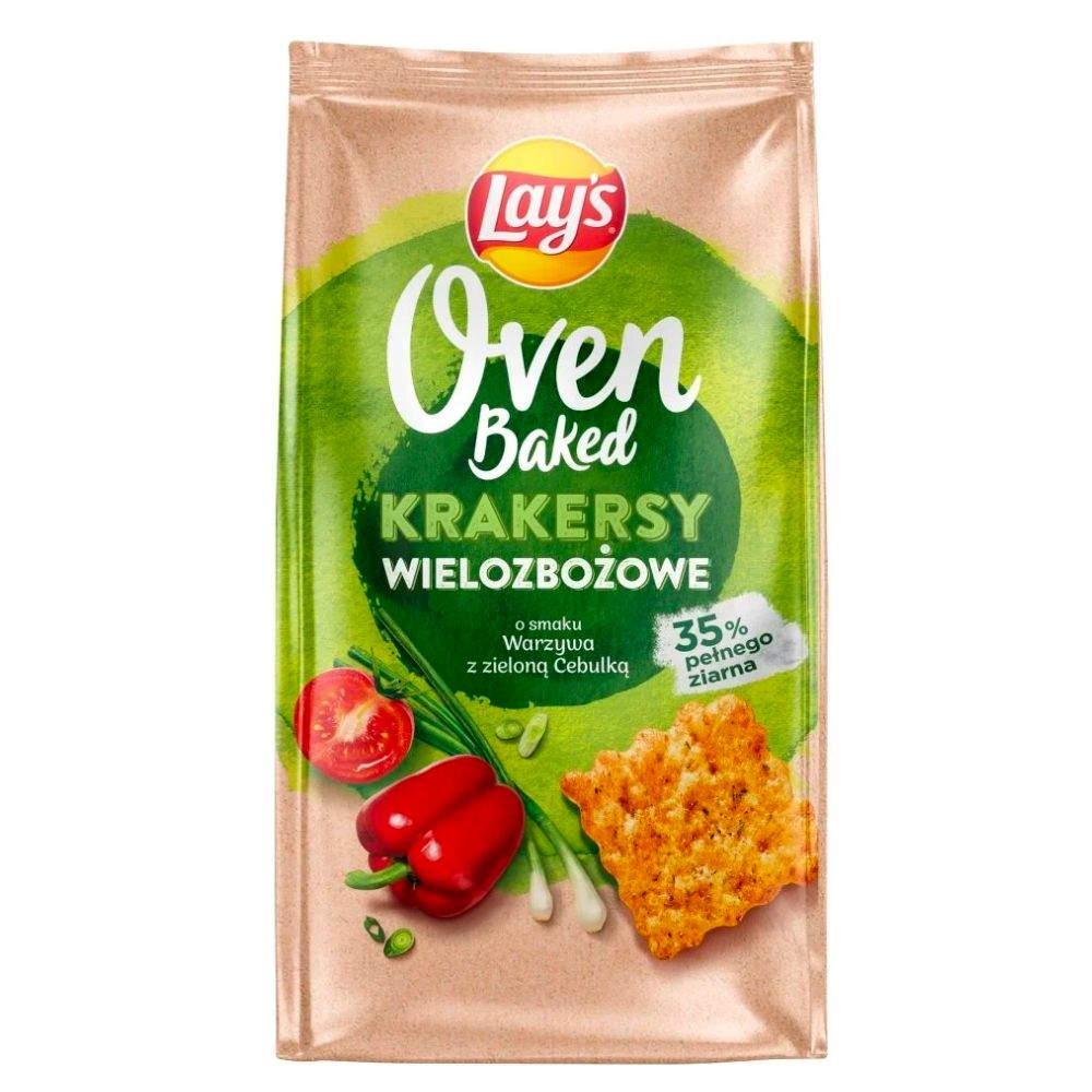 Lay's Oven Baked Crackers Légumes & Oignon Vert, crackers goût légumes et oignon de 80g 