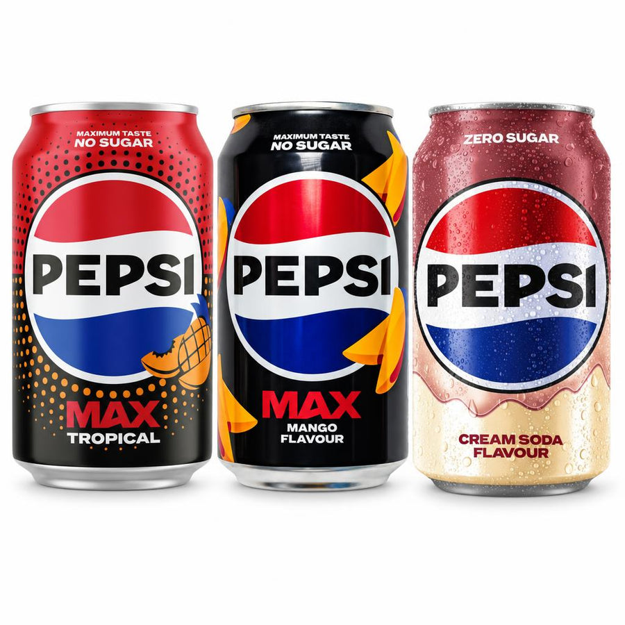 Pepsi Kit, 3 boissons gazeuses au goût de fruits tropicaux, mangue et cola et vanille