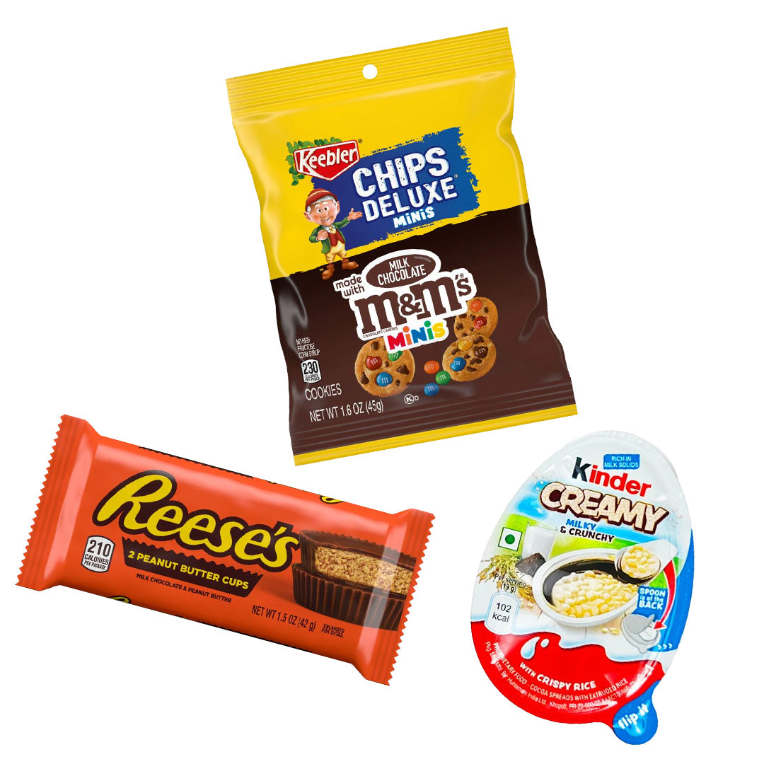 SSSOSWEETY KIT : Cookies M&M's Bite Size, Reese's 2 Peanut Butter Cups, Kinder Creamy 