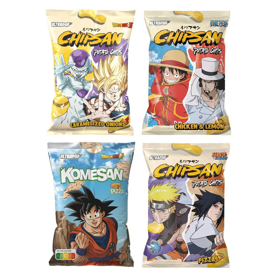 Ultra Pop Kit, 4 chips et chips au goût oignons caramélisés, poulet et citron, pizza et pizza (riz)