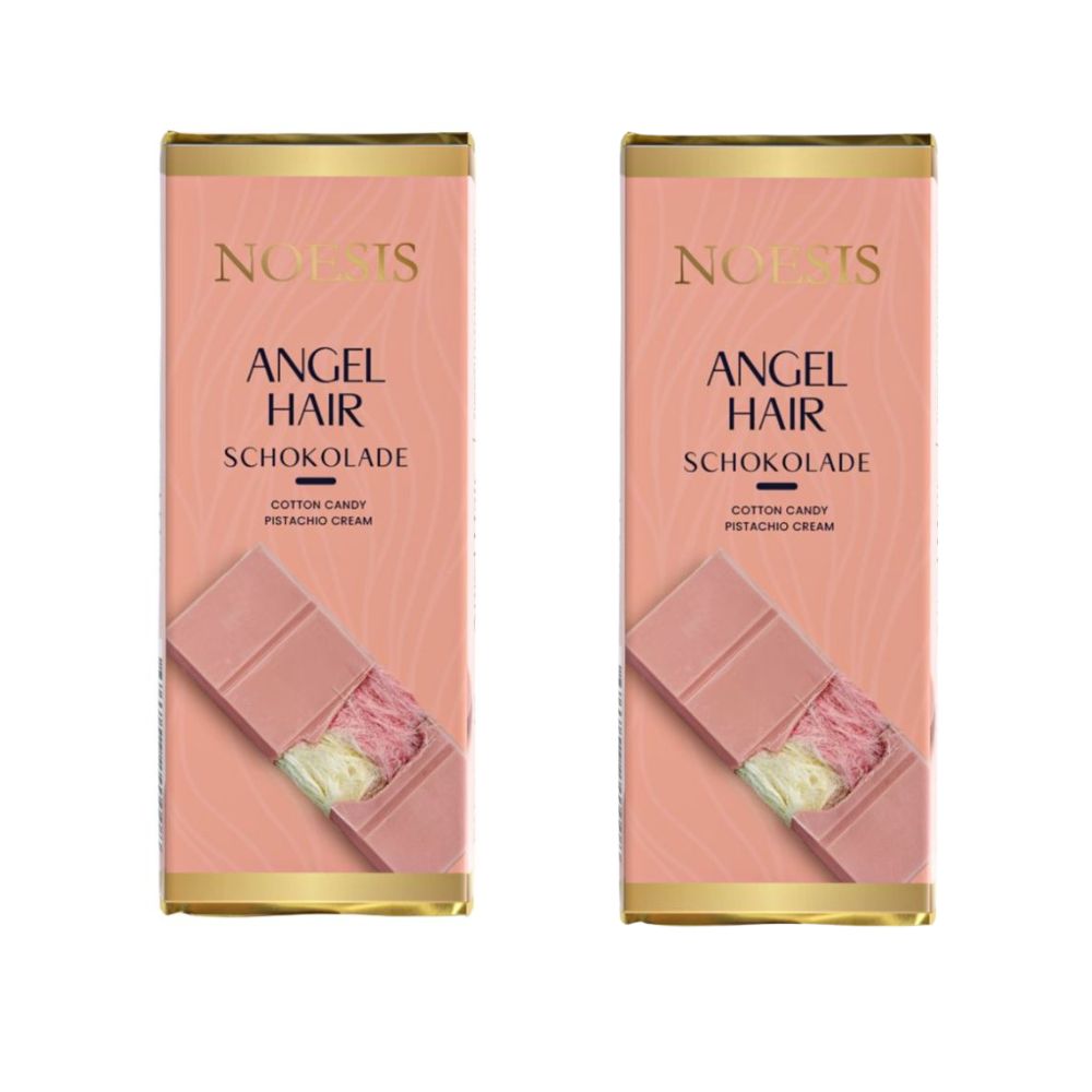 2x Noesis Angel Hair, chocolat Ruby fourré de pismaniye à la grenade et crème de pistache de 75 g 