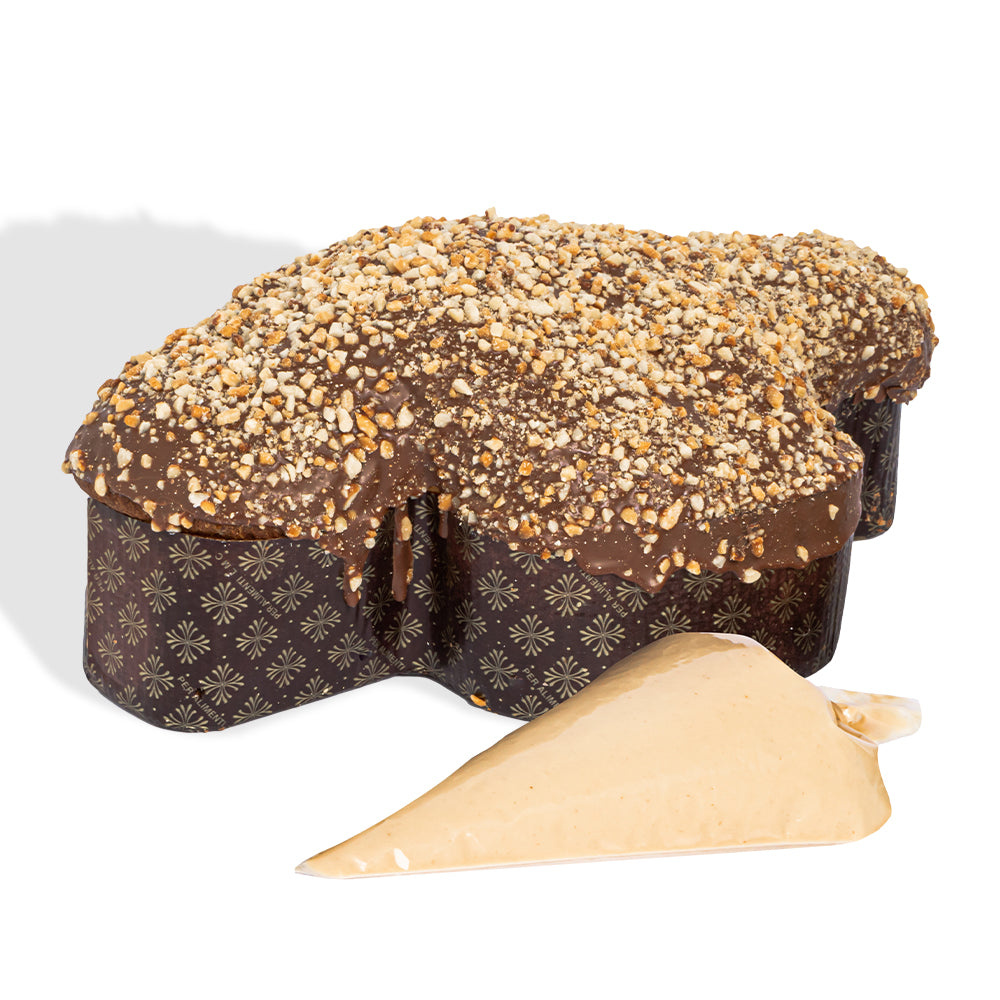 Colomba di Pasqua Choco Peanuts par American Uncle, colomba au chocolat et cacahuètes de 800 g avec crème Choco Peanut Butter de 200 g 