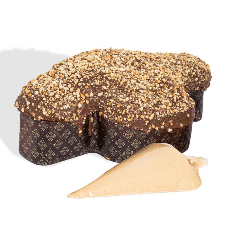 Colomba di Pasqua Choco Peanuts par American Uncle, colomba au chocolat et cacahuètes de 800 g avec crème Choco Peanut Butter de 200 g 