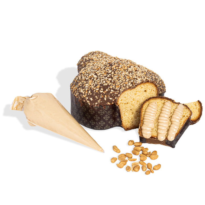 Colomba di Pasqua Choco Peanuts par American Uncle, colomba au chocolat et cacahuètes de 800 g avec crème Choco Peanut Butter de 200 g 