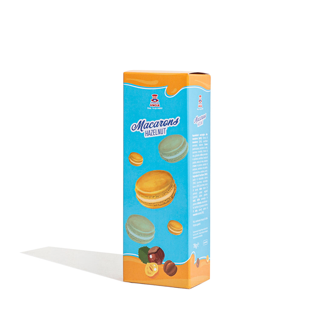 American Uncle Macarons Noisette, meringues aux amandes fourrées de crème aux noisettes de 78g 