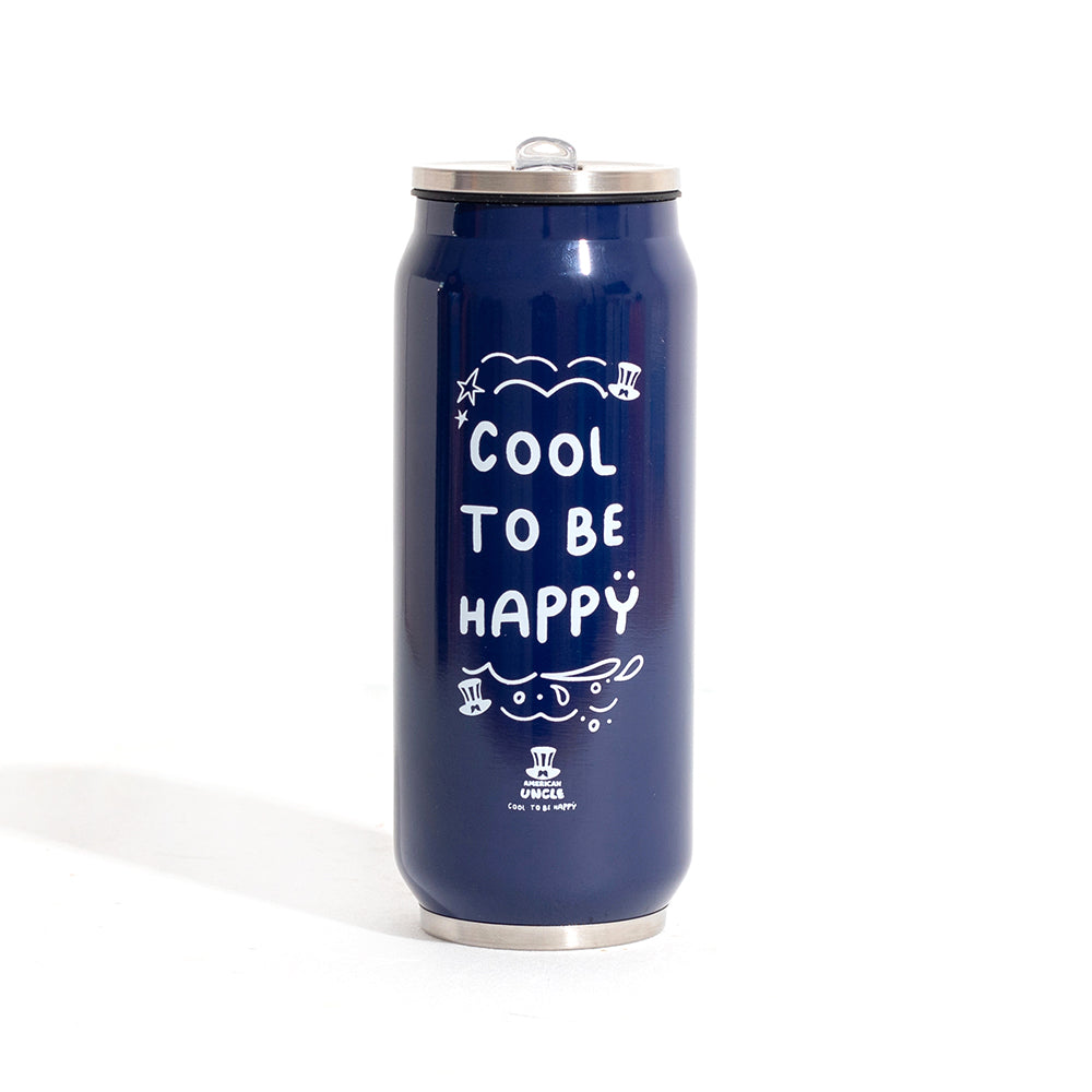Bouteille Cool to be Happy, bouteille en acier bleu de 500ml avec paille antibactérienne intégrée 