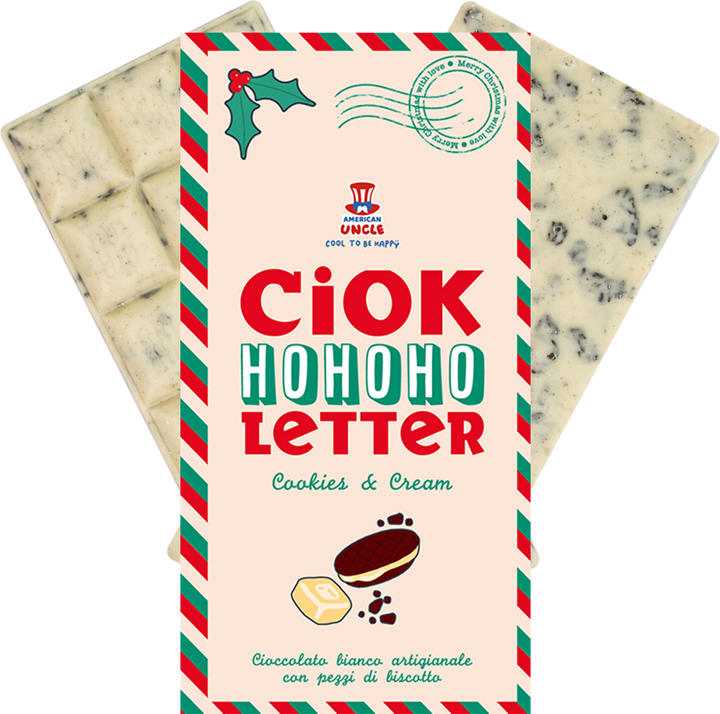 ChocoLetter Cookies & Cream, tablette de chocolat blanc artisanal avec morceaux de biscuit de 100g 