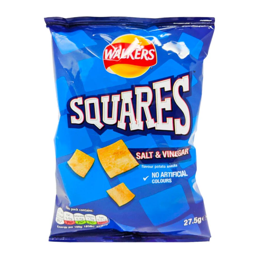Squares Salt & Vinegar, snack au sel et au vinaigre de 27.5g 