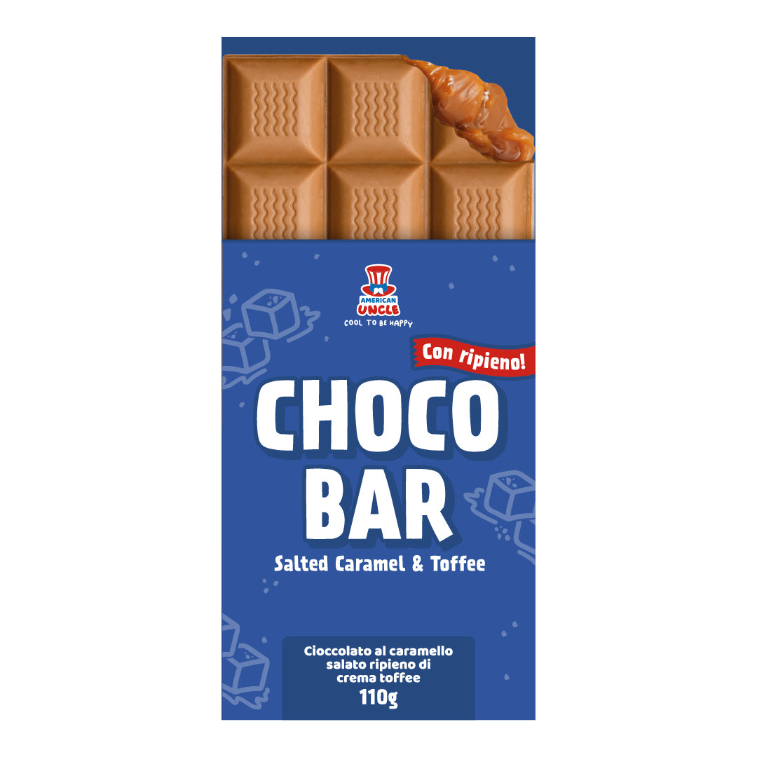 Choco Bar Creamy Toffee rempli de caramel, chocolat au caramel rempli de crème toffee de 110g 