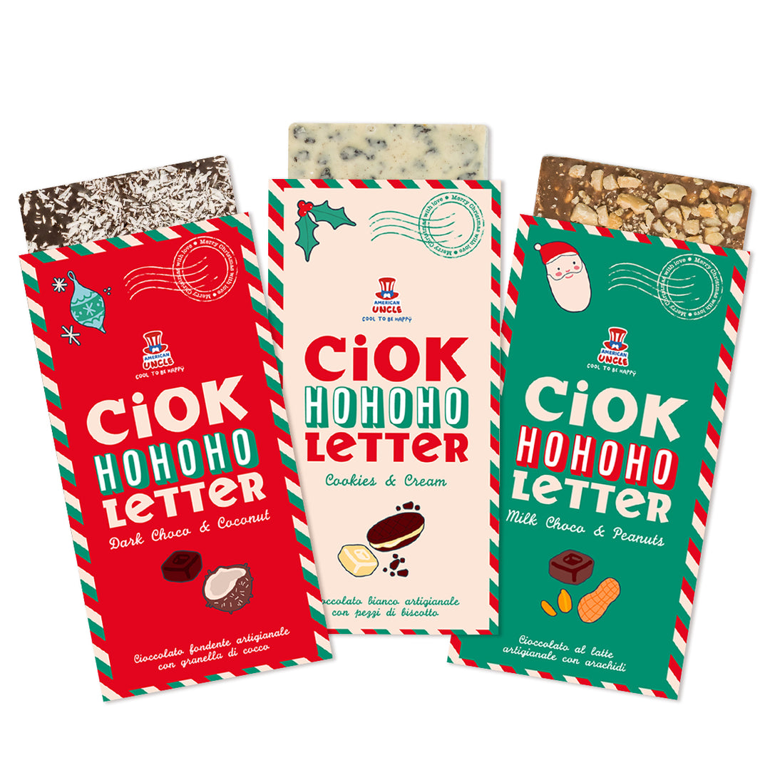 ChocoLetter Cookies & Cream + Choco Noir & Noix de Coco + Choco au Lait & Cacahuètes, 3 tablettes de chocolat artisanal de 100g 