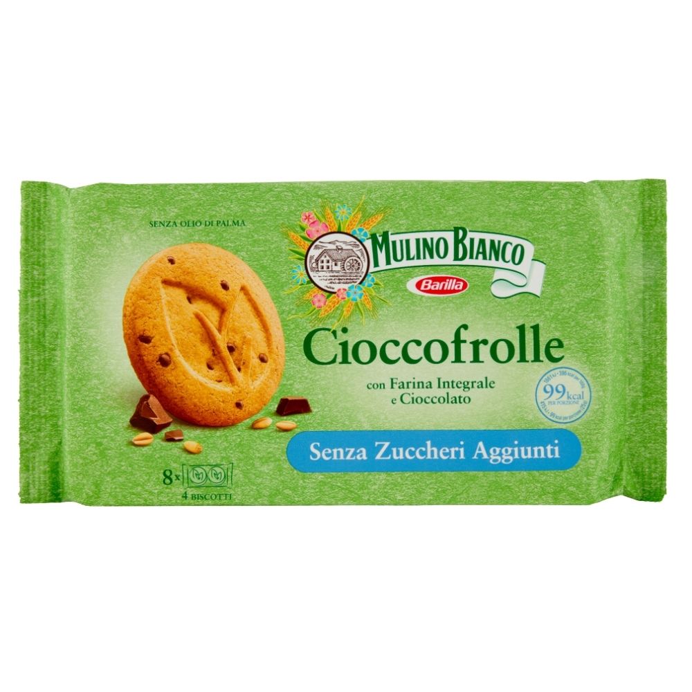 Cioccofrolle Mulino Bianco, biscuits complets avec des pépites de chocolat de 200g 