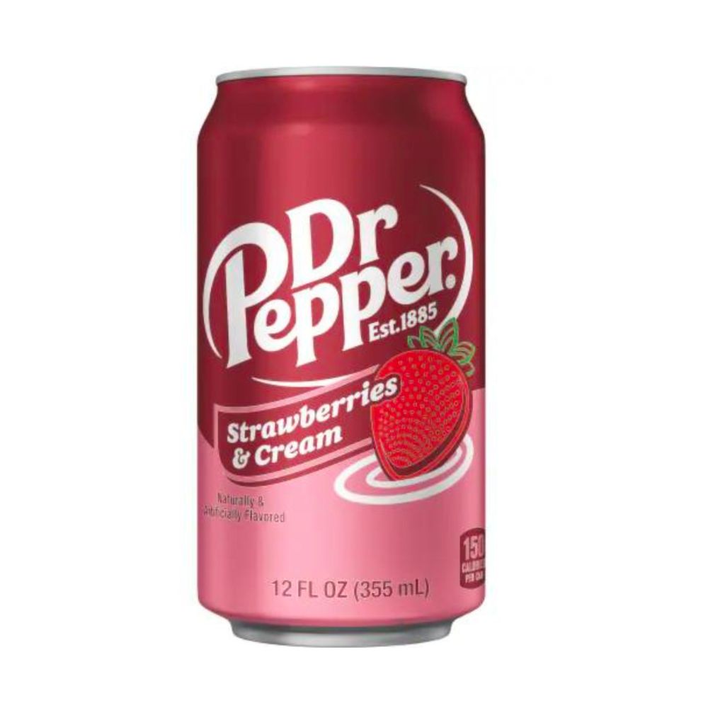 Dr Pepper Fraises & Crème, boisson au goût de fraise et crème de 355ml 