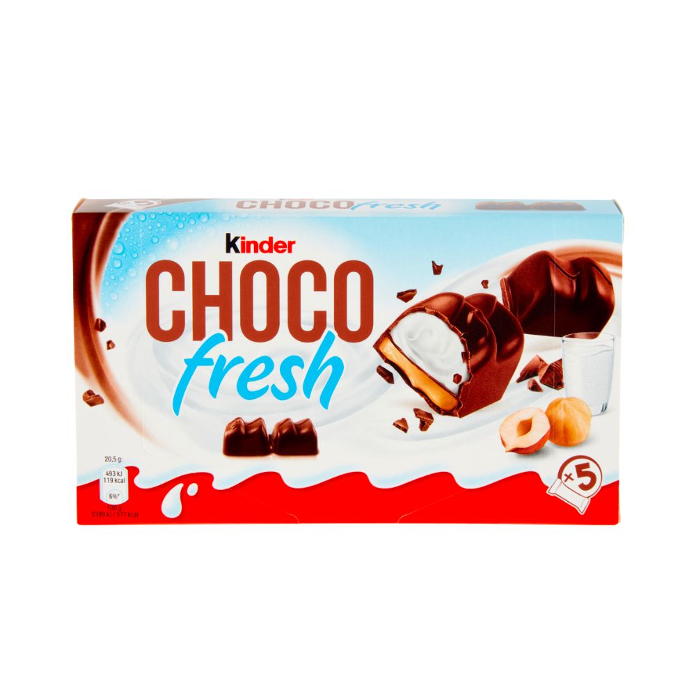 Kinder Choco Fresh, snack dessert au lait recouvert de chocolat de 102,5g 