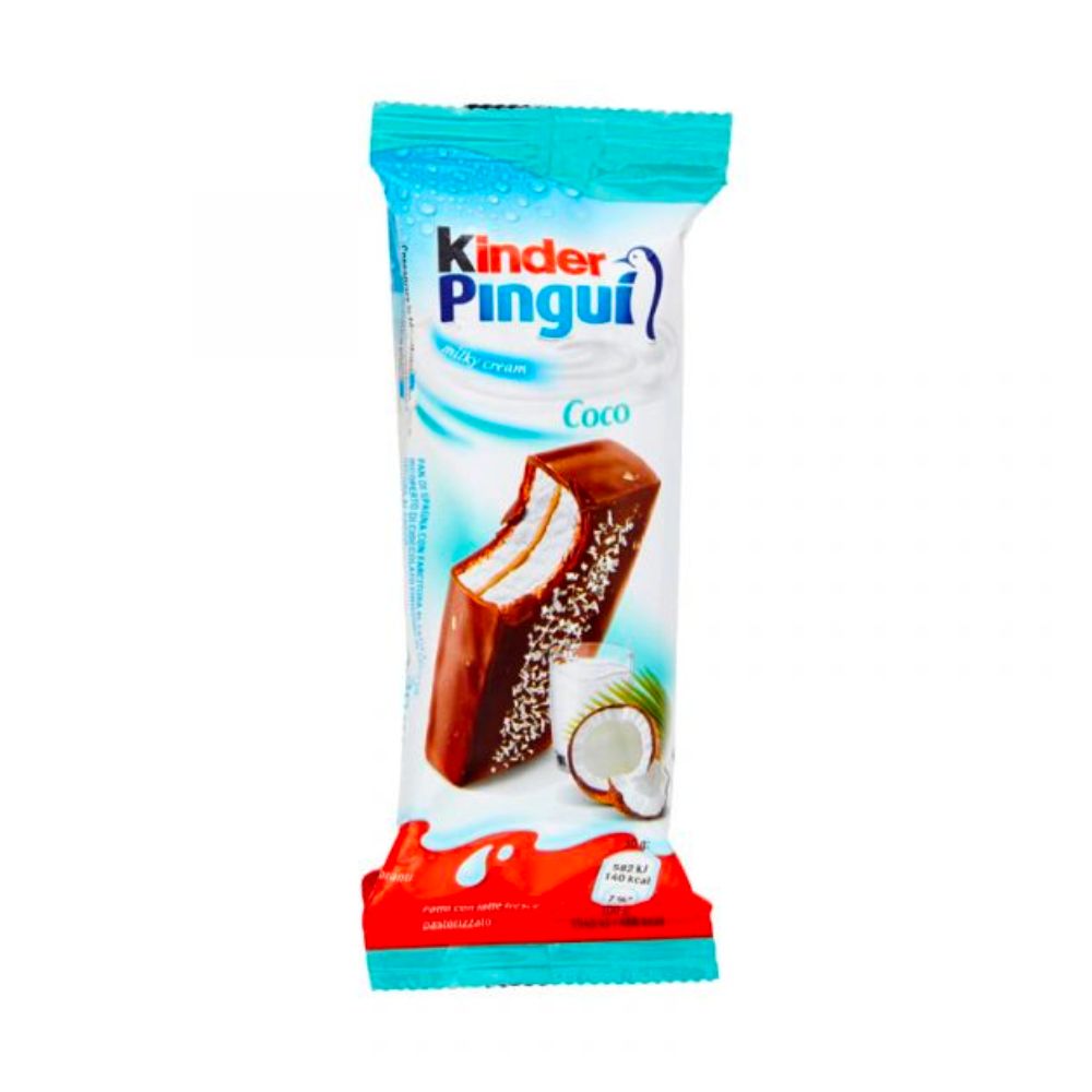 Kinder Pinguì Noix de Coco, goûter au chocolat, au lait et à la noix de coco de 30g 