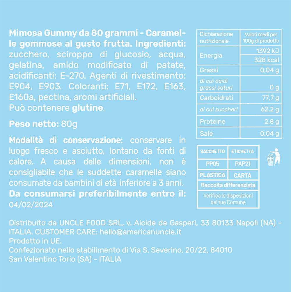 Mimosa Gummy, sachet de bonbons gélifiés pour une super femme de 80 g 