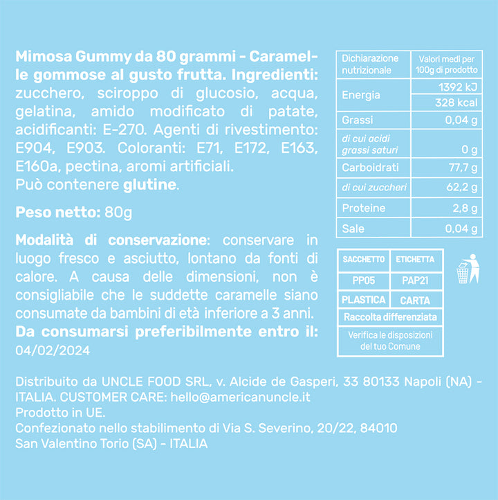 Mimosa Gummy, sachet de bonbons gélifiés pour une super femme de 80 g 